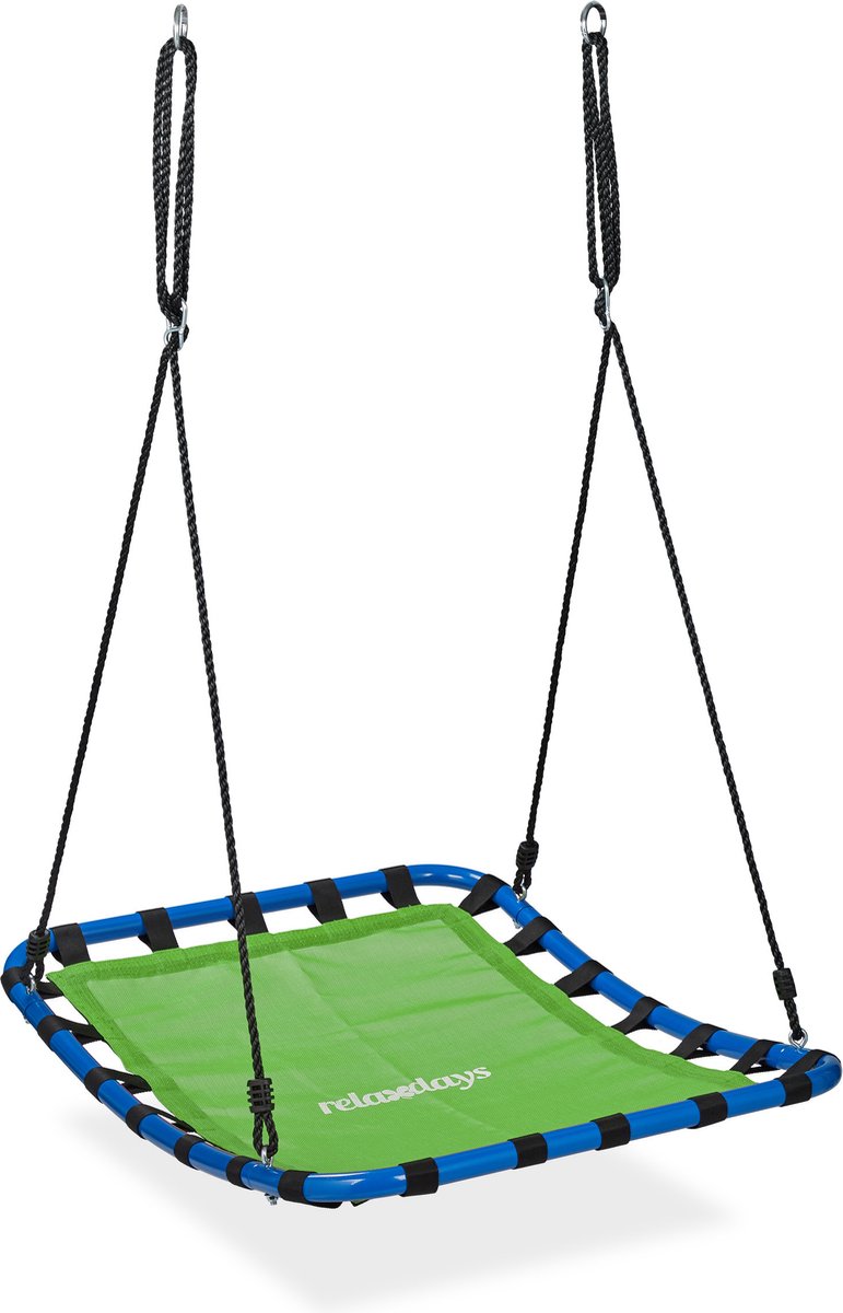 Relaxdays nestschommel groen - kinderschommel rechthoek - tuinschommel - schotelschommel