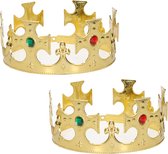 2x stuks gouden Konings kronen voor heren 7 x 59 cm - Koningsdag / carnaval accessoire - prinsen kronen