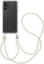 iMoshion Hoesje Geschikt voor Samsung Galaxy A13 (4G) Hoesje Met Koord - iMoshion Backcover met koord + armband - Parels - transparant