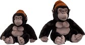 Set van 2x stuks Gorilla aap/apen knuffels 20 en 30 cm - Bergland gorillas knuffelbeesten