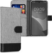 kwmobile telefoonhoesje geschikt voor Motorola Edge 30 - Hoesje met pasjeshouder in grijs / zwart - Case met portemonnee
