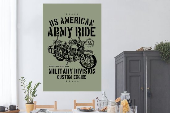 Affiche Mancave - Moto - Armée - Vintage - 120x180 cm XXL