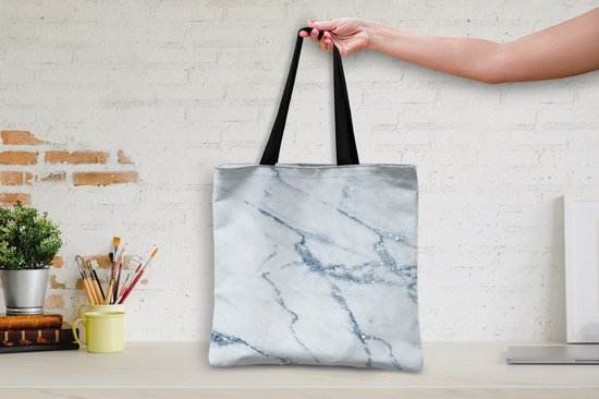 MuchoWow® Sac à bandoulière - Sac de plage - Big Shopper - Sac shopping - Marbre - Blauw - Calcaire - 45x45 cm - Sac en coton