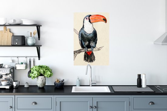 Une illustration colorée d'un poster toucan 60x90 cm - Tirage photo sur Poster (décoration murale salon / chambre) / Poster Vogels
