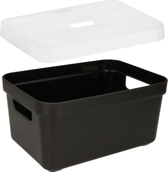 Strata Curve Clear Plastic U/Bed Storage Box, 42 Litres, Clear/Black