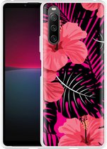 Sony Xperia 10 IV Hoesje Tropical Flowers - Designed by Cazy