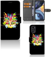 Wallet Book Case Motorola Moto G22 Smartphone Hoesje Cat Color Leuke Verjaardagscadeaus