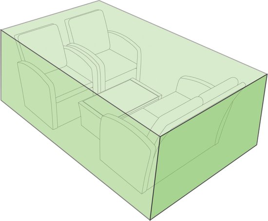 Afmetingen: 1780 x 1340 x 800 mm. Een beschermhoes voor een loungeset.
