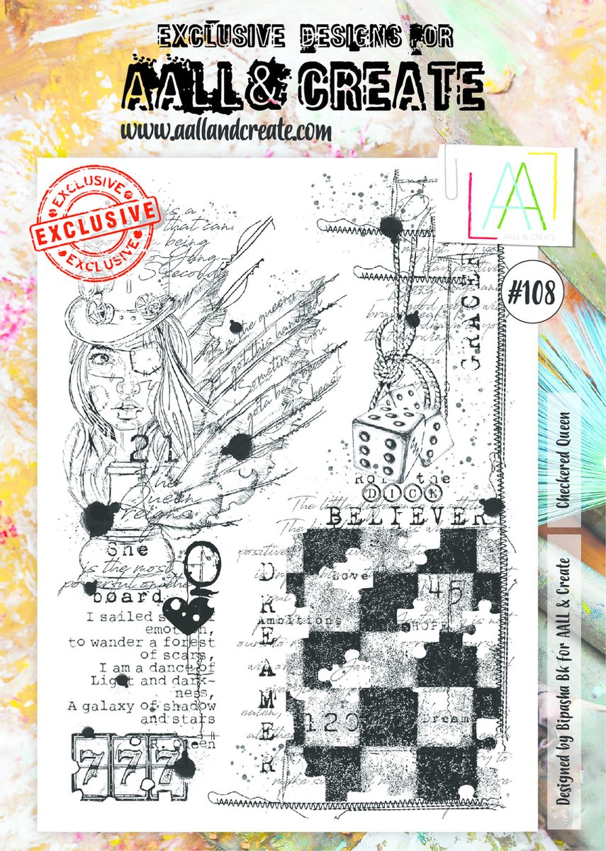 Clear Stamp Set A4 Checkered Queen (AALL-TP-108)