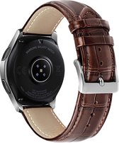 Strap-it Smartwatch bandje leer 22mm - luxe leren crocodile bandje geschikt voor Samsung Galaxy Watch 46mm / Gear S3 Classic & Frontier / Galaxy Watch 3 45mm / Amazfit GTR 47mm / GTR 2 / GTR 3 - bruin