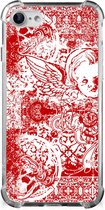 Telefoonhoesje Geschikt voor iPhone SE 2022/2020 | Geschikt voor iPhone 8/7 Hippe Hoesjes met transparante rand Angel Skull Red