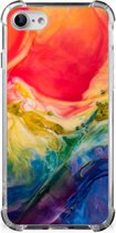 Shockproof Case iPhone SE 2022/2020 | iPhone 8/7 Telefoonhoesje Valbescherming met transparante rand Watercolor Dark