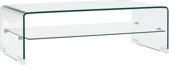 Table basse 98x45x31 cm verre trempé transparent