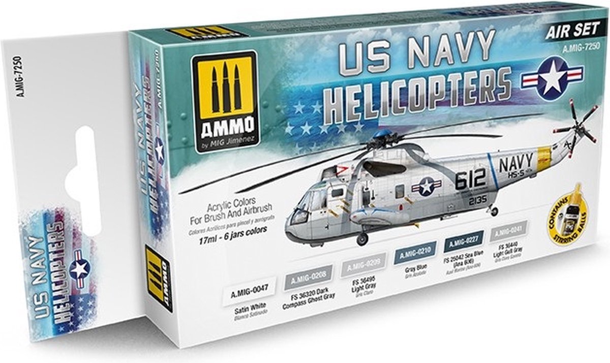 AMMO MIG 7250 US Navy Helicopter Air Set - Acryl Set Verf set