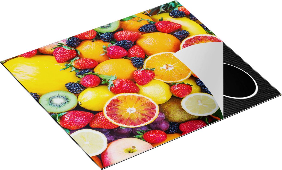 Chefcare Inductie Beschermer Kleurrijke Fruit Achtergrond - 60x55 cm - Afdekplaat Inductie - Kookplaat Beschermer - Inductie Mat