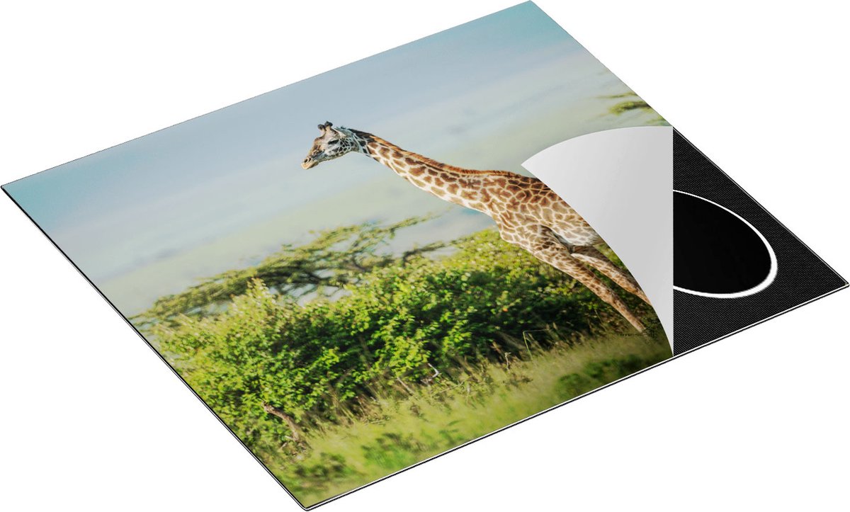 Chefcare Inductie Beschermer Giraffe in het Wild tussen de Struiken - 60x52 cm - Afdekplaat Inductie - Kookplaat Beschermer - Inductie Mat
