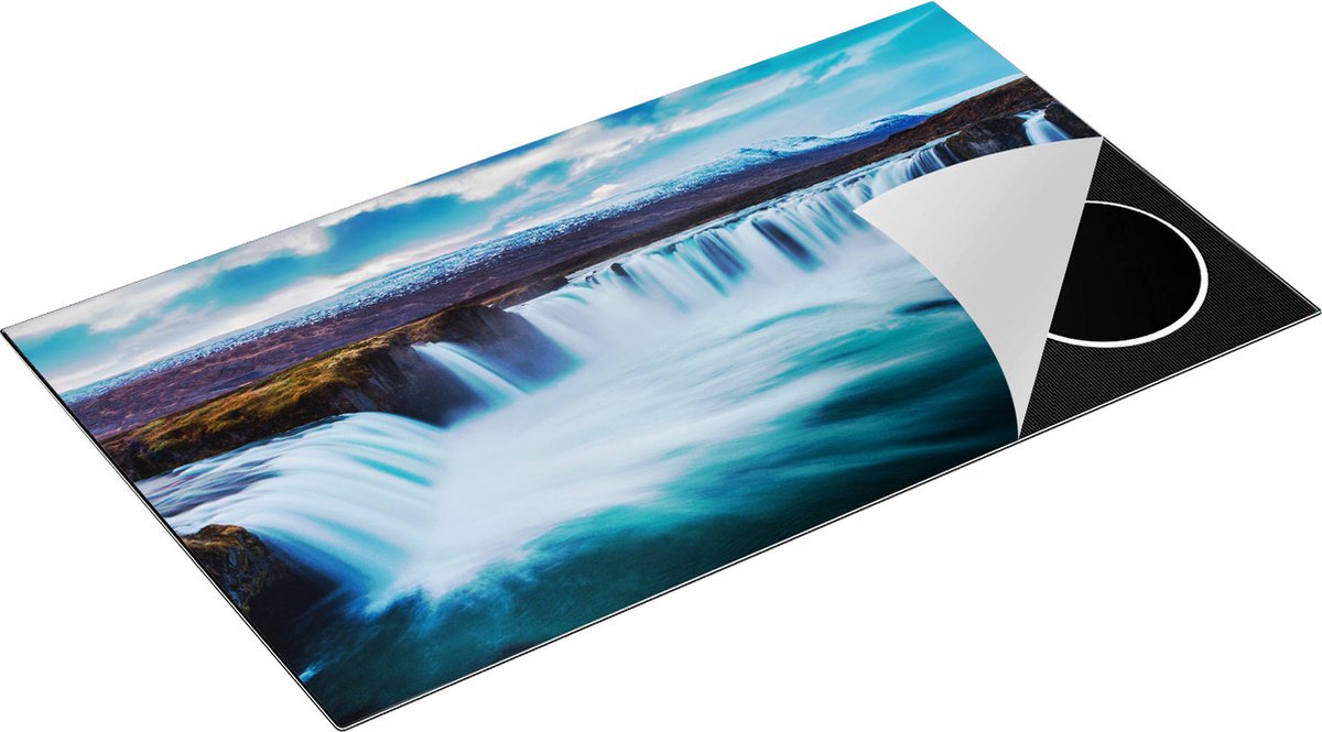 Chefcare Inductie Beschermer Watervallen in het Blauw Groene Water - 89,6x51,6 cm - Afdekplaat Inductie - Kookplaat Beschermer - Inductie Mat