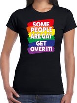 Some people are gay get over it! gay pride t-shirt zwart dames L