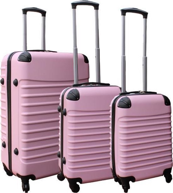 heroïsch verrader Rose kleur 3 delige ABS lichtgewicht harde kofferset met cijferslot licht roze (228) |  bol.com