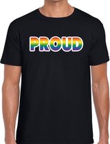 Proud regenboog gay pride shirt zwart voor heren 2XL
