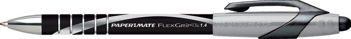 Paper Mate Flexgrip Elite-balpennen | Medium punt (1,4 mm) | Zwart | Met drukknop | 1 stuk