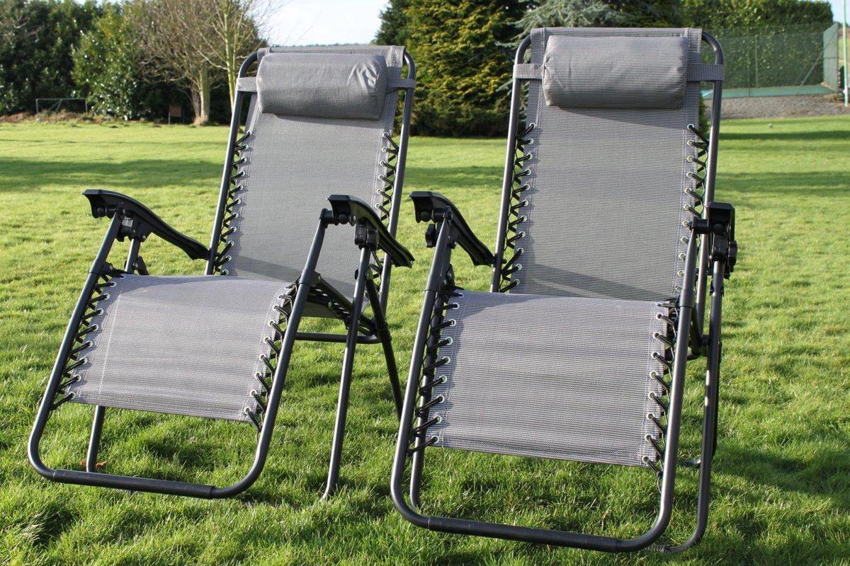 Set van 2 comfortabele relaxstoelen voor in de tuin Tweed