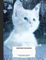 White Snow Blue Eye Cat Composition Notebook, Graph Paper