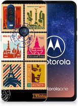 Motorola One Vision Siliconen Back Cover Postzegels