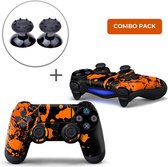 Verfspetters / Zwart met Oranje Combo Pack - PS4 Controller Skins PlayStation Stickers + Thumb Grips Zwart