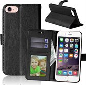 iPhone 7 / 8 - Lederen TPU Wallet Case Zwart - Portemonee Hoesje - Book Case - Flip Cover - Klap - 360 beschermend Telefoonhoesje