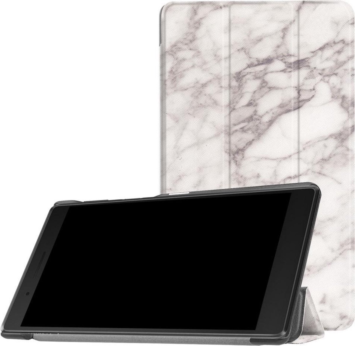 Tri-Fold Book Case - Geschikt voor Lenovo Tab 4 7 Essential Hoesje - Marble op Prijzenvolger.com