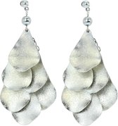 Behave® - oorhangers dames mat zilver kleur met gebogen druppelvormige hangertjes