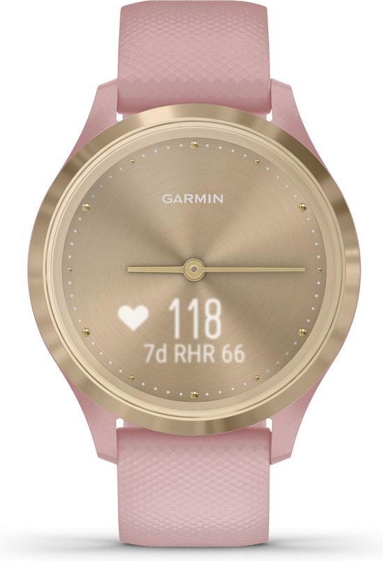 Garmin Vivomove 3S Hybrid Smartwatch - Echte wijzers - Verborgen touchscreen - Connected GPS - Champagne/Rose