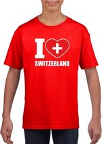 Rood I love Zwitserland fan shirt kinderen 122/128