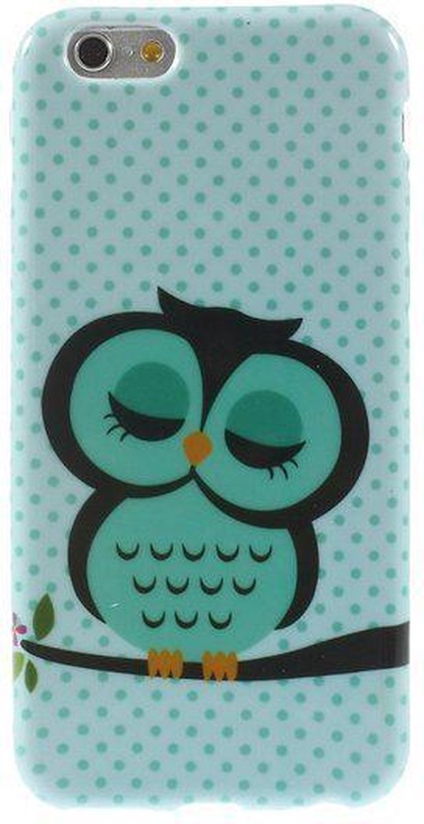 iPhone 6 silicone gel hoesje groen uil
