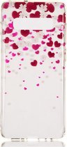 Shop4 - Samsung Galaxy S10 Plus Hoesje - Zachte Back Case Hartjes Transparant