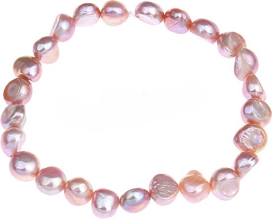 Zoetwater parel armband Shinny Pearl Pink - echte parels - roze - elastisch