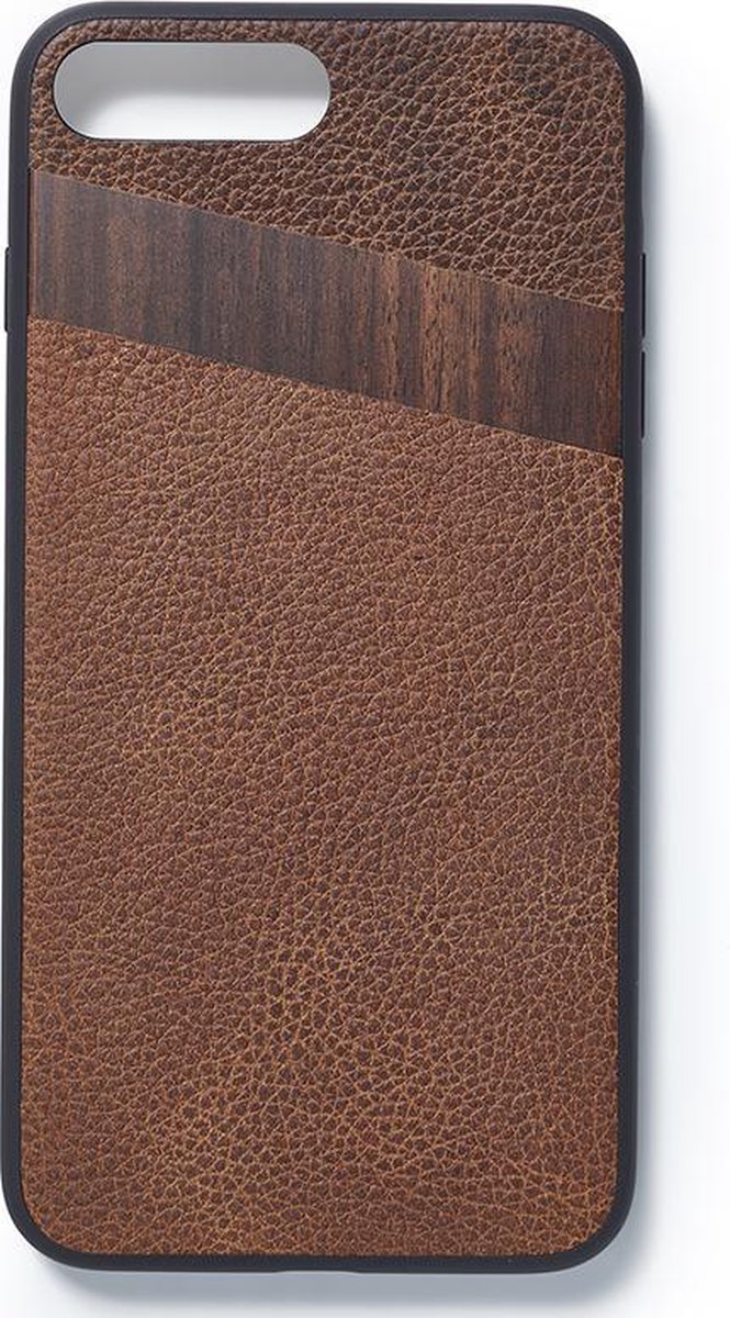 Leer en houten back case iPhone 7/8 plus Sandalwood