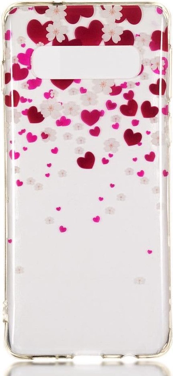 Shop4 - Samsung Galaxy S10 Hoesje - Zachte Back Case Hartjes Transparant