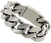 Bukovsky - Geborstelde Stalen Heren Schakelarmband - "Devotion" - 19 cm - Zilverkleur - Mat - Rvs - 316L Stainless Steel