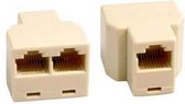 DELTACO MD-13,  Driewegkoppeling Adapter 8P / 8C RJ45, Beige