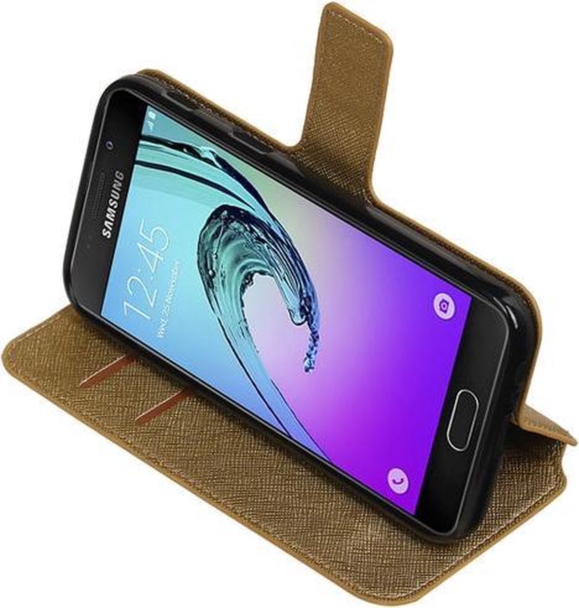 Goud Samsung Galaxy A3 2017 TPU wallet case booktype hoesje HM Book