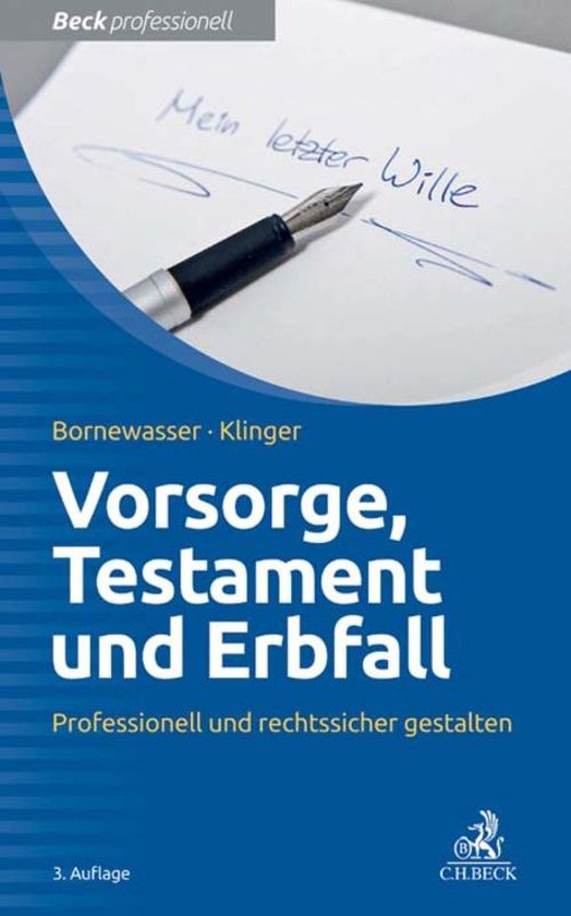 Beck Professionell - Vorsorge, Testament und Erbfall - cover