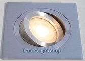 Philips led inbouwspot met GU10 fitting 230V en inbouw frame. Dimbare ledlamp. Geborsteld aluminium vierkant. Set van 4 stuks. Inbouwmaat is hetzelfde als van een dozenboor.