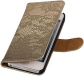 Bloem Bookstyle Hoesje - Wallet Case Telefoonhoesjes - Geschikt voor iPhone 4 Goud