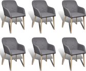Eetkamerstoelen met eikenhouten poten stof donkergrijs 6 st