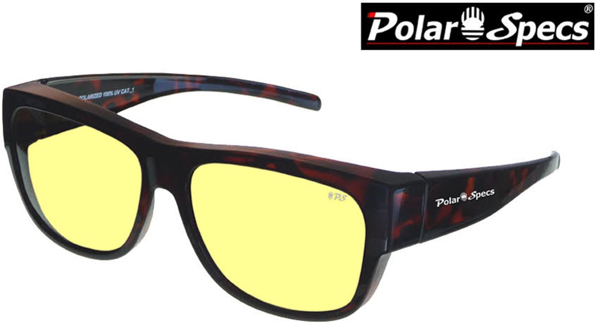 Polar Specs® Overzet Nachtbril PS5096 – Tortoise Brown – Polarized Nightdriving – Large – Unisex