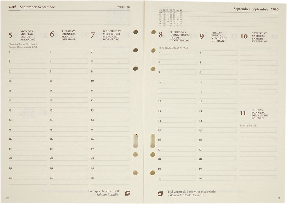 Succes Agendavulling 2026 Executive A-5 Creme papier (15cm x 21cm) 1 week op 2 pagina's