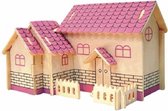 Bouwpakket 3D Puzzel van een kleine Villa Roze- hout