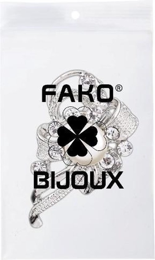 Fako Bijoux® - Broche - Strik Met Parel - 22x38mm - Zilverkleurig - Fako Bijoux®